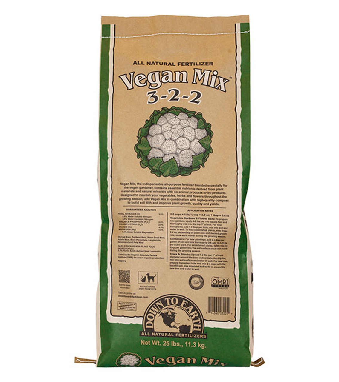 Down to earth Vegan Mix 3-2-2 25 lb * Pick Up in Store Only