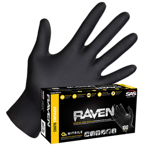 Raven Black Gloves - Large