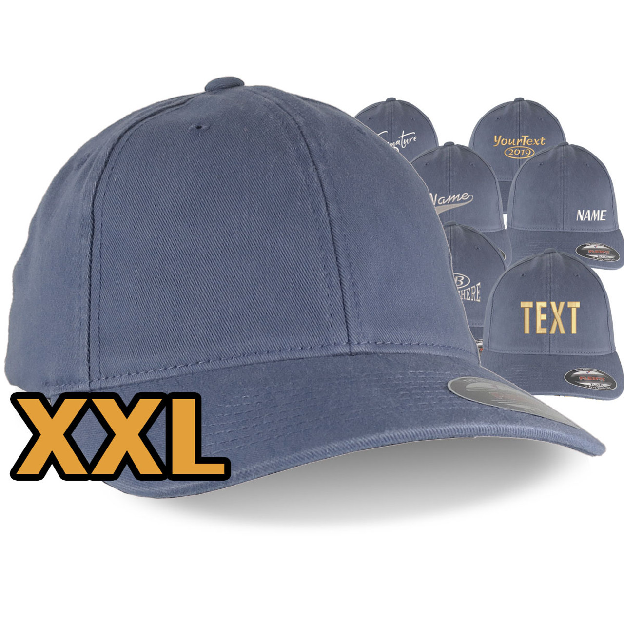 Custom Embroidery Your Text on an Oversized Double XL Fitted Structured XXL  Yupoong Model 6277 Classic Baseball Cap With Colors and Options -   Canada