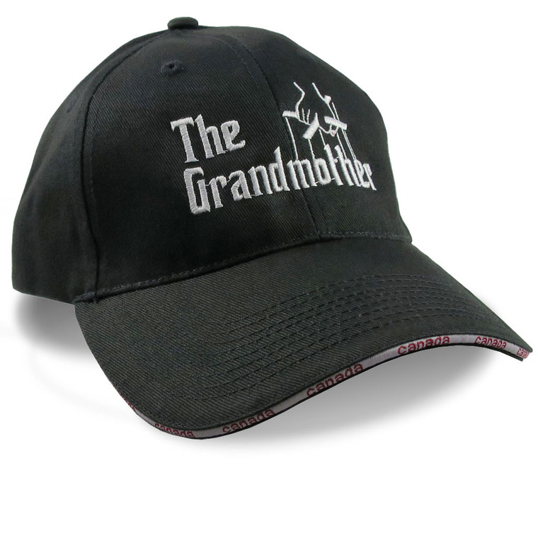 The Grandmother Godfather Style Parody Embroidery on an Adjustable Black Canadian Style  Baseball Cap.