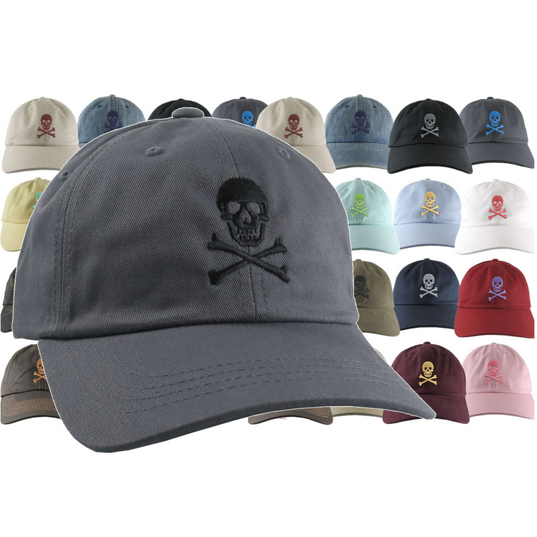 Custom Skull Crossbones Pirate Your Color Choice Embroidery Selection of 9 Hat Colors Adjustable Unstructured Baseball Cap Dad Hat Style