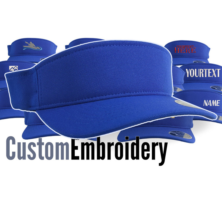 Custom Embroidery for an Adjustable Structured Low Profile Sporty Royal Blue Yupoong 110 Fashion Sun Visor Cap Your Text Name or Your Logo