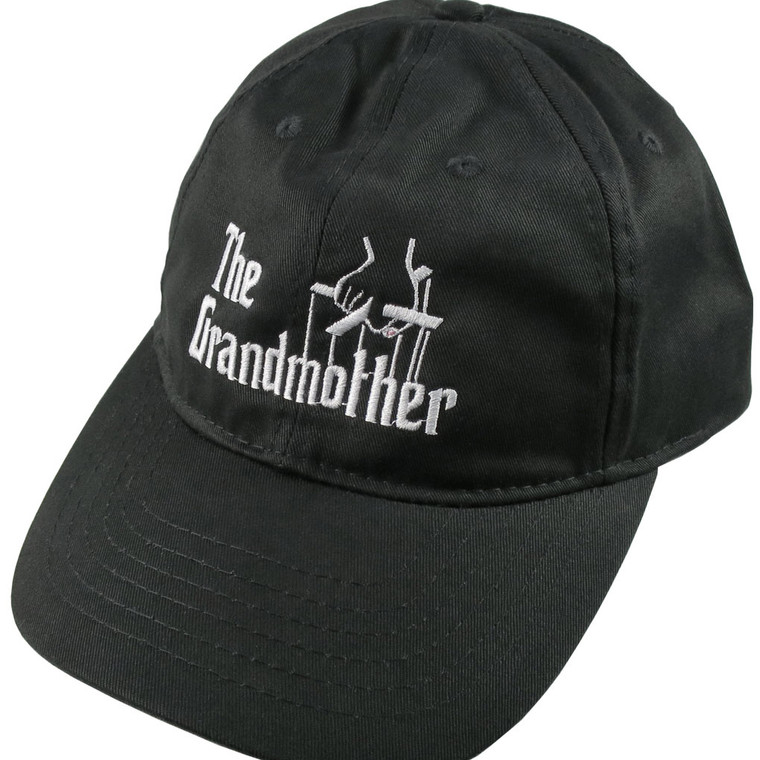 The Grandmother Godfather Style Parody White Embroidery on Adjustable Unstructured Black Casual Baseball Cap