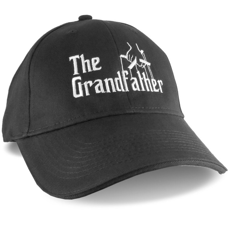 The Grandfather Godfather Style Parody White Embroidery on an Adjustable Soft Structured Black Baseball Cap