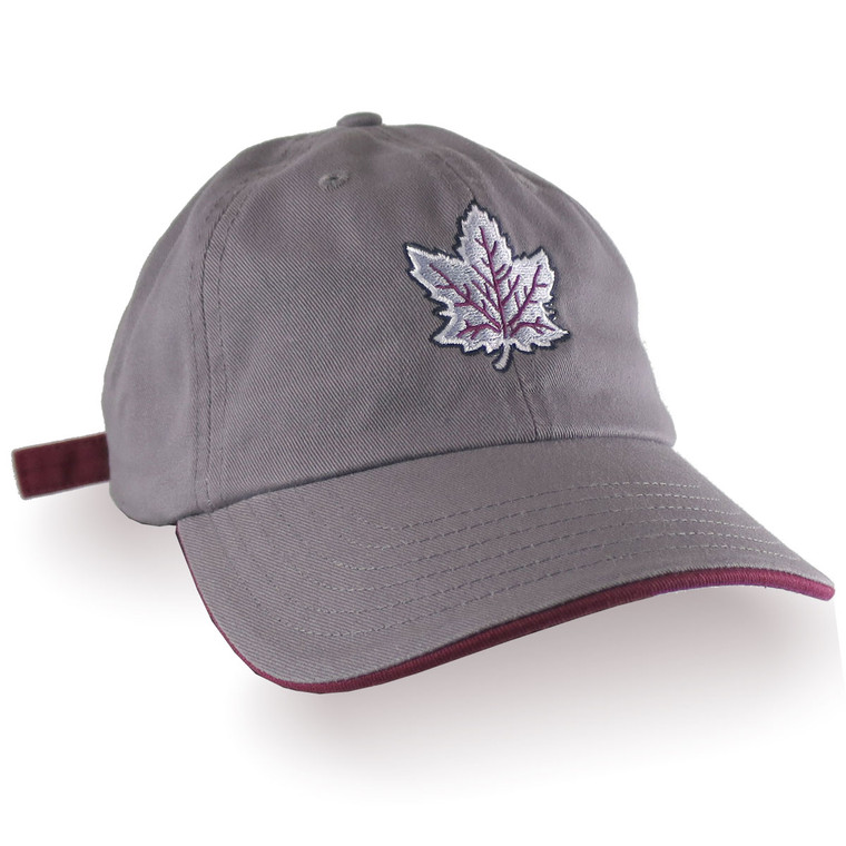 Canada Heritage Maple Leaf Embroidery on an Adjustable Charcoal Unstructured Ball Cap Dad Hat with Personalization Options