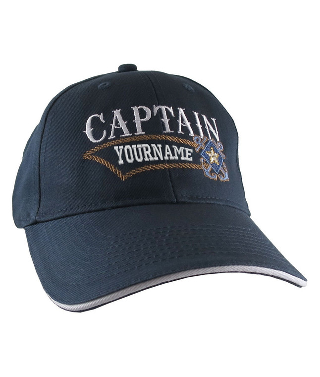 Nautical Star Crossed Anchors Boat Captain and Crew Personalized Embroidery Adjustable Navy Blue Structured Baseball Cap Options