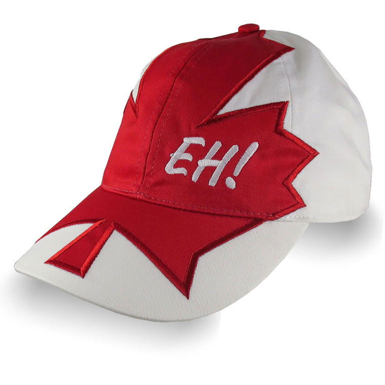 Canadian Expression Eh! Red Maple leaf Applique on Adjustable Unstructured Classic Fit Baseball Cap Dad Hat Canada + Option to Personalize