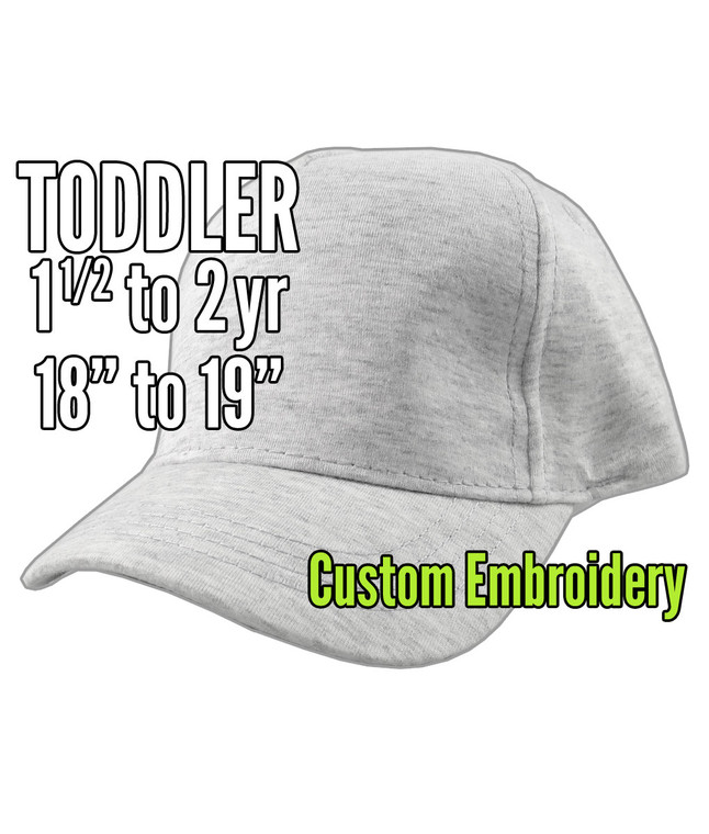 Toddler Size 1.5 to 2yr Custom Personalized Embroidery Decoration on a Light Grey Soft Structured Baseball Cap Options Personalize Side+Back
