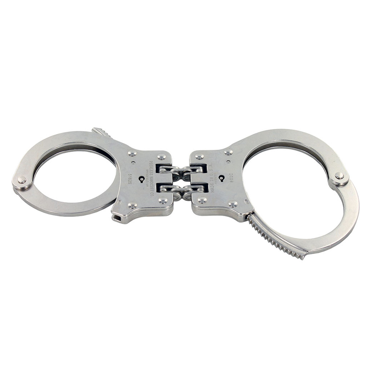 Peerless Model 801C Hinged Nickel Handcuffs