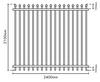 Drawing of Fence Guru Spear top security fence panel - 2.1m high x 2.4m wide.