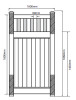 Drawing showing details of 1.8m High PVC Privacy Gate with Vertical Slat Feature Panel - 1m wide.