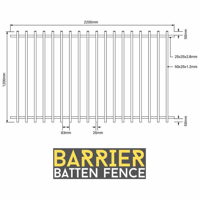1.2m High Panel VertiBARR Stylish Pool Safe Fence Panel (BARR Batten