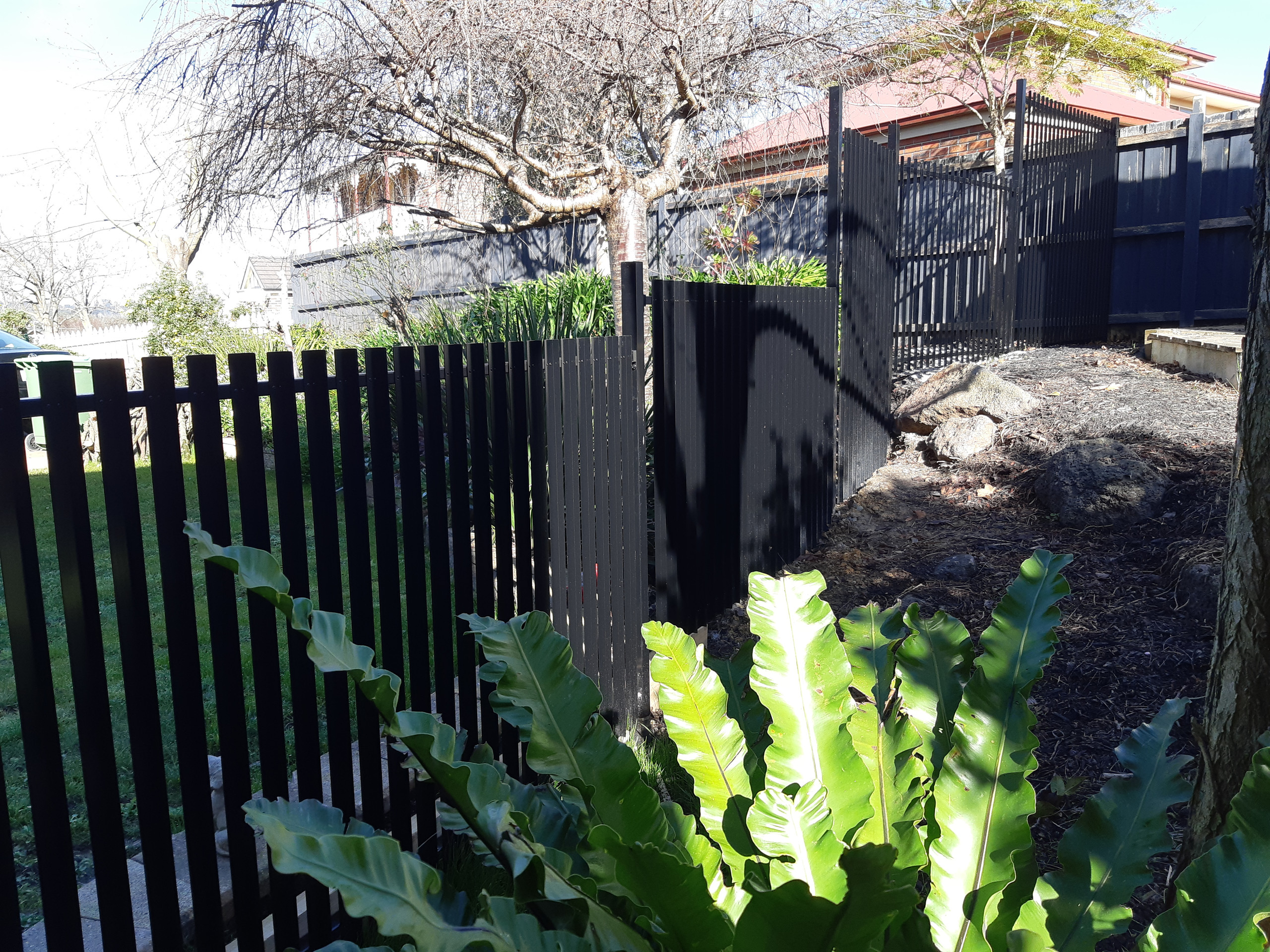 Slat Fence Pool Safe Fence Panel in Black | FenceGuru
