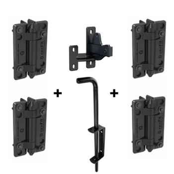 Standard Black Double Gate Fittings Set with Simple-Fit Hinges