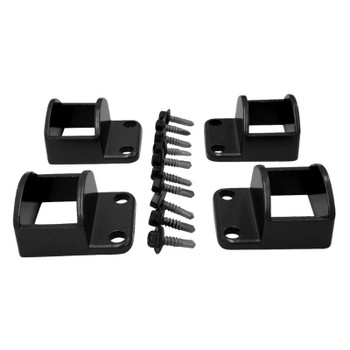 Perforated Pool Fence Panel Fittings Set - 4 brackets with screws - Black