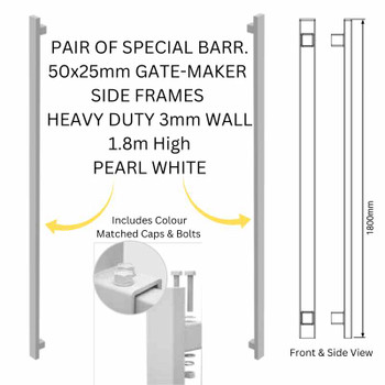 Pair of 1.8m High BARR Gate-Makers - Gate Converters/Gate Styles to Transform a BARR Batten Fence Panel into a Custom-Width Gate - Pearl White