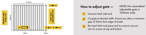 Extra Wide Single Gate - 1470mm wide x 1.2m high - How to adjust Extra Wide Single Gate - 1470mm wide x 1.2m high - How to adjust