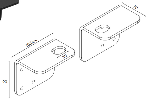 Left and Right hand brackets for rollers Tech Info Left and Right hand brackets for rollers Tech Info
