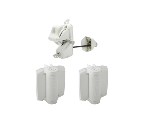Heavy Duty Deluxe Lockable Latch and Hinge Kit - White Heavy Duty Deluxe Lockable Latch and Hinge Kit - White