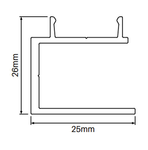 Slat-Channel Aluminium U-Channel Side Frame diagram - 5800mm long - Kwila or Western Red Cedar Slat-Channel Aluminium U-Channel Side Frame diagram - 5800mm long - Kwila or Western Red Cedar