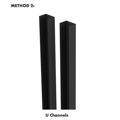 Pair of 2 U Channels for installing Premium Aluminium Perforated Pool Fence Panels - Method 2. Pair of 2 U Channels for installing Premium Aluminium Perforated Pool Fence Panels - Method 2.