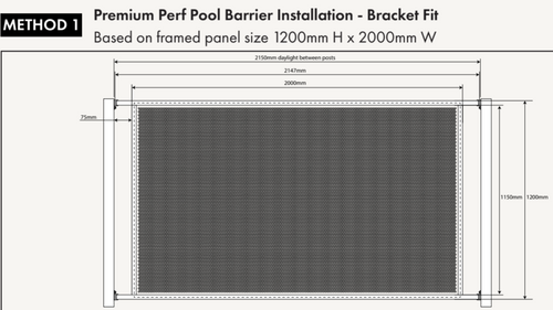 Perforated Pool Fence Panel Standard Installation Method 1 Detail. Perforated Pool Fence Panel Standard Installation Method 1 Detail.