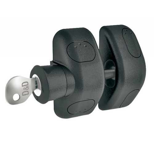 D&D Lockable Side Pull Latch for Perforated Pool Fence Gates - For Perforated Pool Fencing make sure to always use our custom made spacer for perfect alignment.