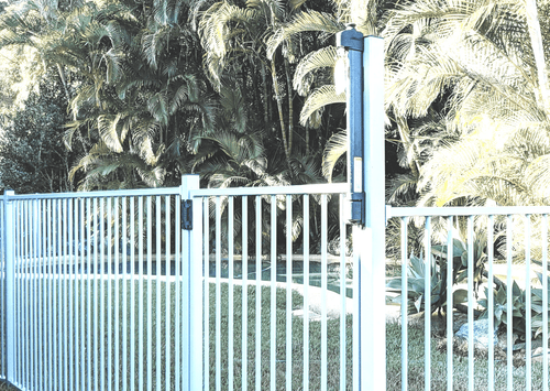 Pearl White Pool Fence Panel and Gate Photo Pearl White Pool Fence Panel and Gate Photo