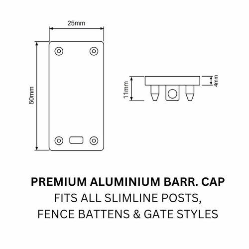 Details of BARR Premium Slimline Fence Posts Cap - Also Fits BARR Fence Panel Battens and Gate Styles - This is a premium upgrade to the standard plastic caps. - Pearl White Details of BARR Premium Slimline Fence Posts Cap - Also Fits BARR Fence Panel Battens and Gate Styles - This is a premium upgrade to the standard plastic caps. - Pearl White