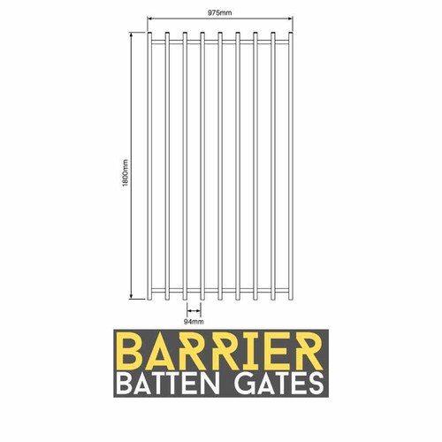 BARR Batten Pool Safe Gate Details - 1200mm High x 975mm wide. BARR Batten Pool Safe Gate Details - 1200mm High x 975mm wide.
