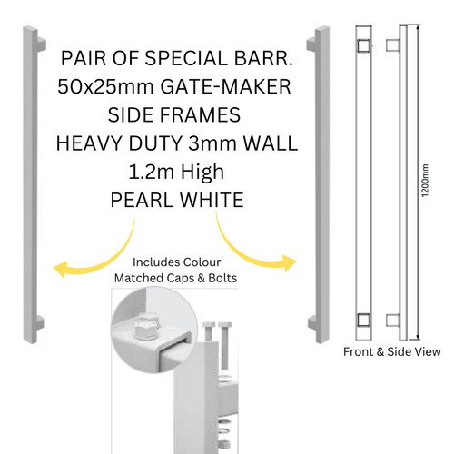 Pair of 1.2m High BARR Gate Converters/Gate Styles to Transform a BARR Batten Fence Panel into a Custom-Width Gate - Pearl White Pair of 1.2m High BARR Gate Converters/Gate Styles to Transform a BARR Batten Fence Panel into a Custom-Width Gate - Pearl White