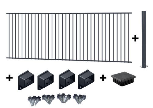 3m wide Easy-Buy pool fencing package Deal with bolt-down base plated post and brackets - powder coated Satin Black.