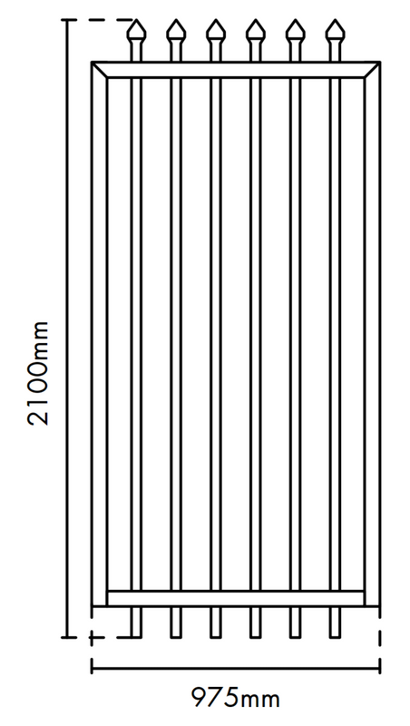 975mm wide x 2.1m high Aluminium Security Gate, Powder Coated Black. 975mm wide x 2.1m high Aluminium Security Gate, Powder Coated Black.