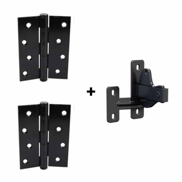 Single Gate Standard fittings set - Butt Hinges and D-Latch