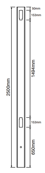 2 Way Post for Full Privacy Fence - 2500mm long - 127x127mm wide - 3.8mm Wall Thickness - Comes With Tapered Cap