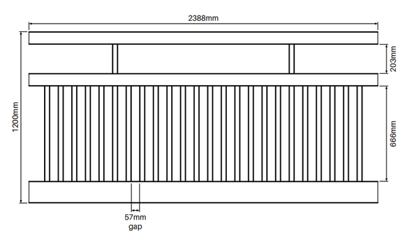 Semi Privacy Fence Panel - 2388mm W x 1200mm H - Info