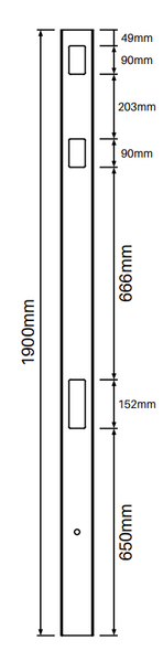 90 Degree Post for Semi Privacy Fence - 1900mm long - 102x102mm wide - 3.8mm Wall Thickness - Info