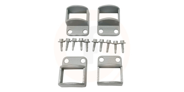 Original Style Fence Panel Fittings Set - 4 brackets with screws - Silver (Used if square style is out of stock).