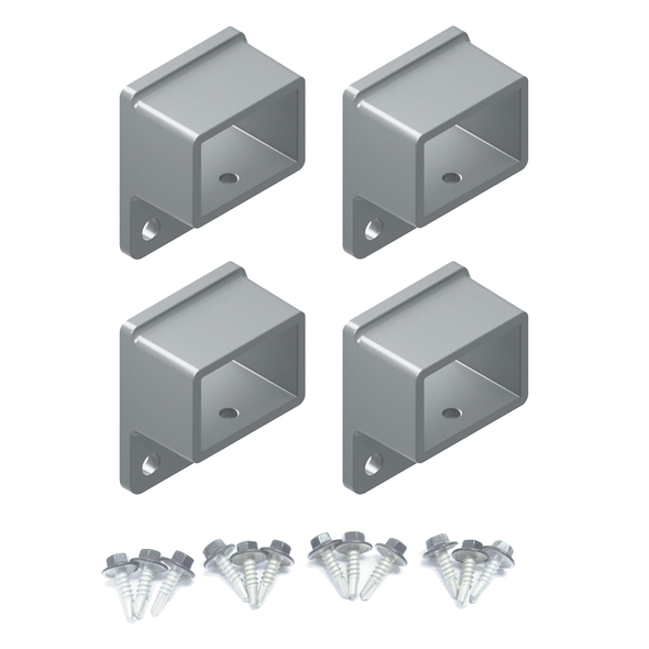 New Square Style Panel Fittings Set - 4 brackets with screws - Silver