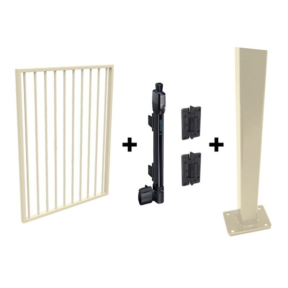 Pool Safe Gate Kit - with flanged latch post (1.6m) to bolt down - Primrose Cream