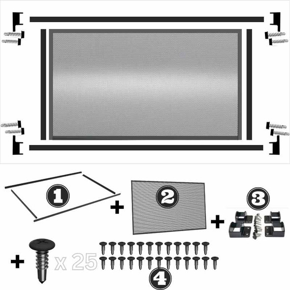 EASY-BUY Complete Kit Package Deal - PREMIUM Perf. (Perforated) Pool Fence Panel - Black - 2147mm wide x 1200mm high