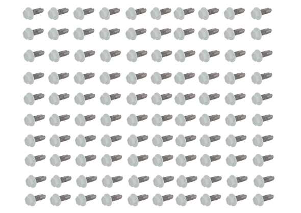 Bag of 100 x Self-Drilling, Hex Head Metal Tek Screws. Coloured Pearl White. Sizing of screws are 12-14 x 20mm.