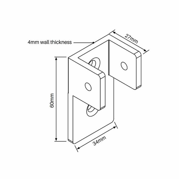 Extra Strong Black (Satin Black) BARR "C" Bracket - Extended Fence Panel Fitting Brackets For BARR Batten Fence Panels - Specifications and drawing details.
