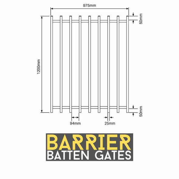 BARR Batten Pool Safe Gate 1200mm High x 975mm wide.