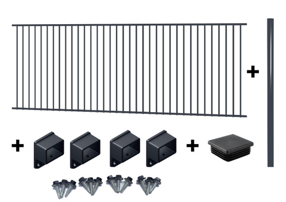 3m wide Easy-Buy pool fencing package Deal with in-ground post and brackets powder coated Satin Black