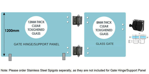 Glass Hinge Panel & Glass Gate Kit  - 1300mm wide gate hinge/support panel + 900mm* wide gate (Covers 2.2m approx.) - Fence Guru | Fencing Suppliers Australia-wide – Since 2014