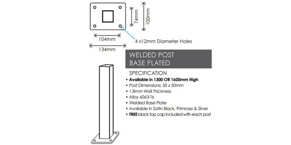 Steel Posts With Base Plate And 1.3m Cap | FenceGuru