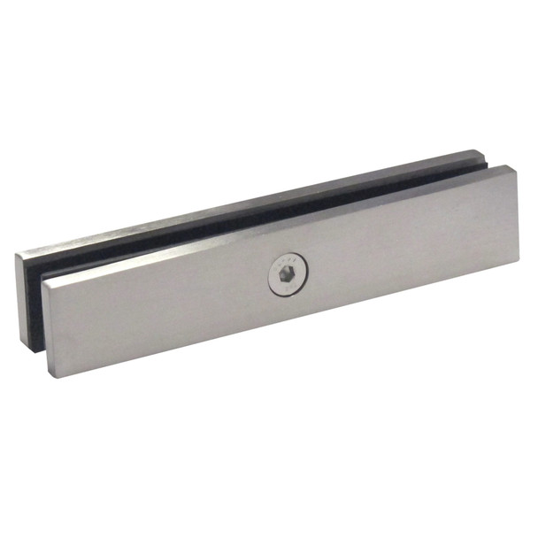 Premium Inline Glass to Glass Joiner Satin Stainless Steel Finish