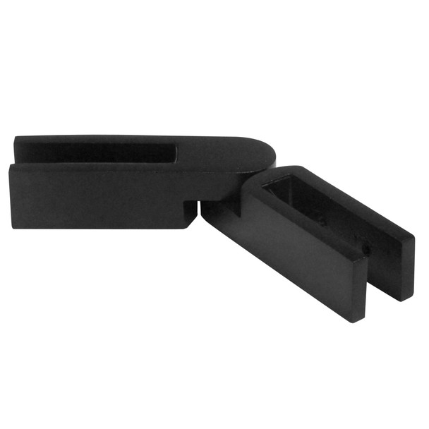 RIGI Premium Inline Glass to Glass Joiner Stainless Steel Matt Black Finish -Showing backside with hex head screws for friction fit clamping.