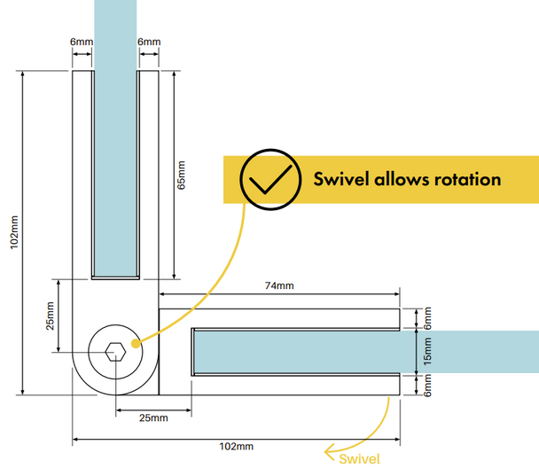 Premium Inline Glass to Glass Joiner Stainless Steel Specifications